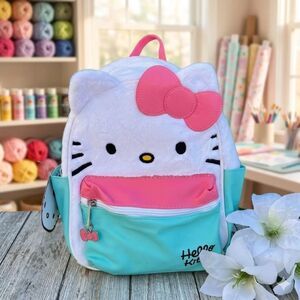 Hello Kitty Sanrio Women's Mini Backpack, White/ Pink /Blue New